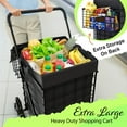 thumbnail image 4 of Stairs Climbing Shopping Cart w/Waterproof Basket Liner and 360° Swivel Wheels | Foldable Collapsible and Lightweight | Perfect for Groceries Laundry Utility Cart - Black, 4 of 12