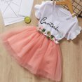 thumbnail image 2 of Coerni Girls Casual Dresses Outfits Ruffle Short Sleeve T Shirt Top Floral Embroidery Tutu Tulle Dress Set Summer Clothes, 2 of 9