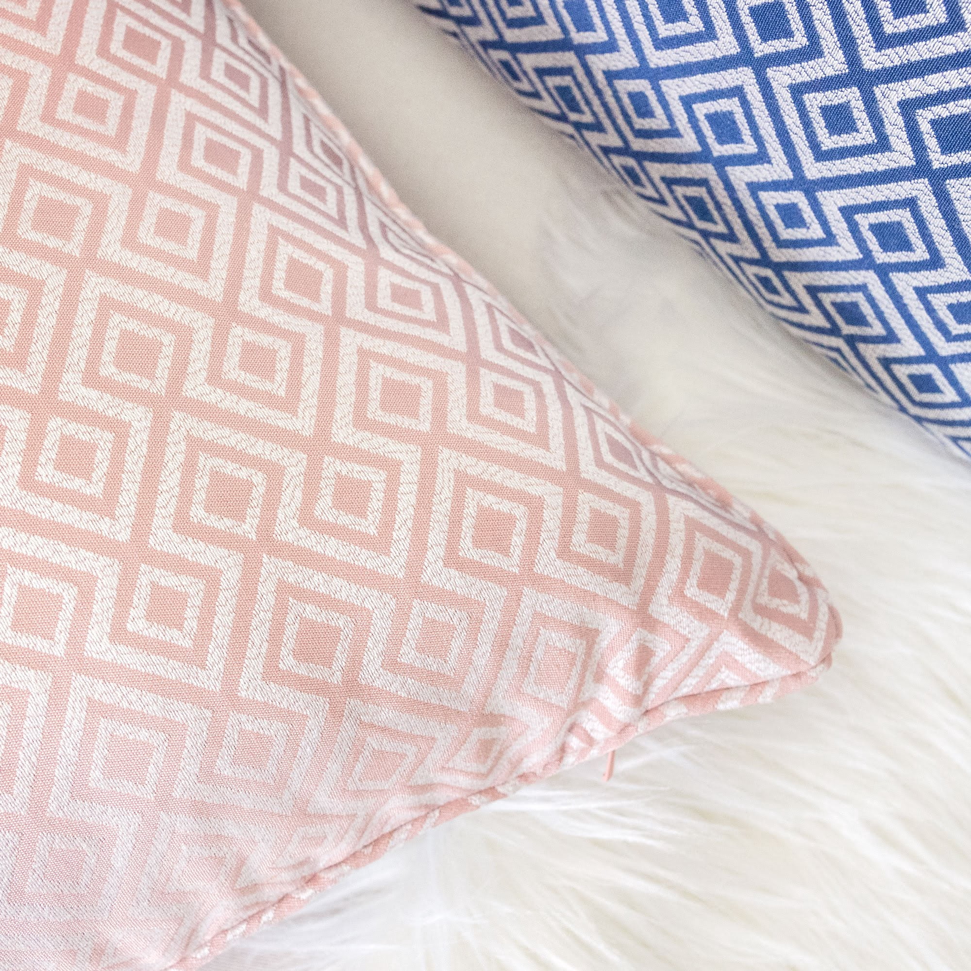 Jackie Rose-Pink Geometric Polyester 20 in. x 20 in. Throw Pillow (Set of 2)