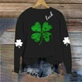 thumbnail image 5 of BRGZLK St.Patrick's Day Sweatshirts for Women Round Neck Print Sweatshirt Long Sleeve Funny Irish Shamrock Graphic Pullover Top Holiday Clothes Black B S, 5 of 6