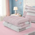 thumbnail image 5 of Erosebridal Minimalist Stripes Zipper Full Size Comforter Sets with Fitted Sheet and 2 Pillowcases,Geometric Line Pattern Zipper Bedding Set,Pink Reversible,4 Pieces, 5 of 7