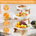 thumbnail image 2 of ZTOO2 Tier/3 Tier Ceramic Fruit Bowl with Stand for Kitchen Counter Large Capacity Fruit Ceramic Basket Decorative Fruit Tray Holder  for Fruit Vegetable Dessert, 2 of 10