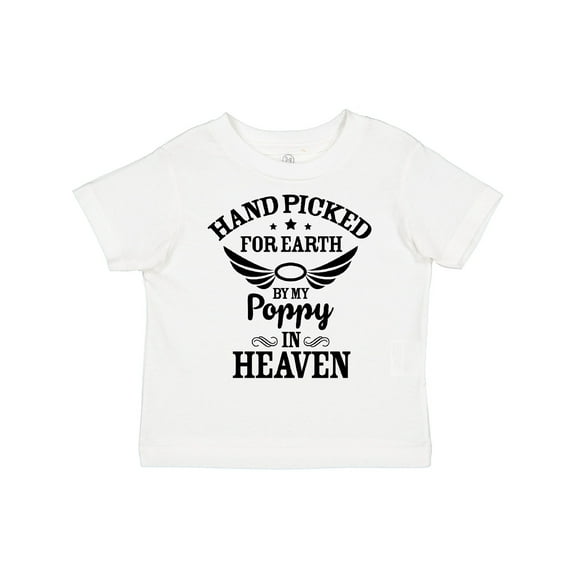 Inktastic Handpicked for Earth By My Poppy in Heaven with Angel Wings` Boys or Girls Toddler T-Shirt