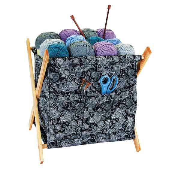 Mary Maxim Black Paisley Yarn Caddy