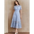 thumbnail image 4 of Sky Blue Lace Midi Dress With Short Sleeve And High-Low Ruffled Hem, 4 of 30