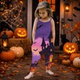 thumbnail image 2 of Gunia Toddler Girls Halloween Outfit Flannel Kids Suspender Romper Loose Harem Style Jumpsuit Festive Party Outfits Purple 2-3 Years, 2 of 5
