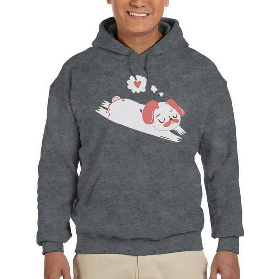 Relaxing Pug In Love Hoodie Men -Smartprints Designs, Male 4X-Large