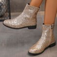 thumbnail image 4 of Miluxas Women Sequin Cowboy Boots Glitter Chunky Heel Sparkly Cowgirl Ankle Boots, 4 of 5