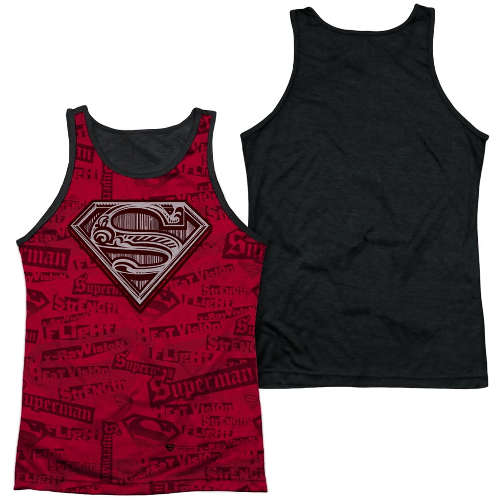 Superman Super Powers Black Back Tank Top Large