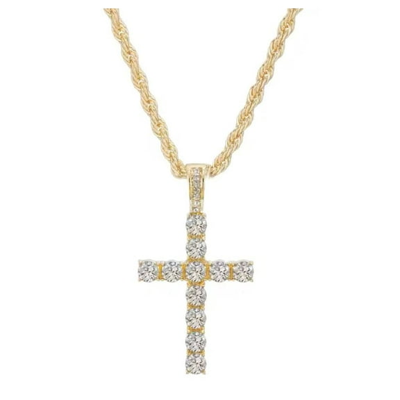 14K Gold Plated Rope Chain with Cross by Artisan Jeweler