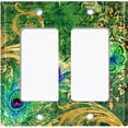 thumbnail image 6 of Metal Light Switch Plate Outlet Cover Green Peacock Feather Butterfly Damask PEA002, 6 of 13