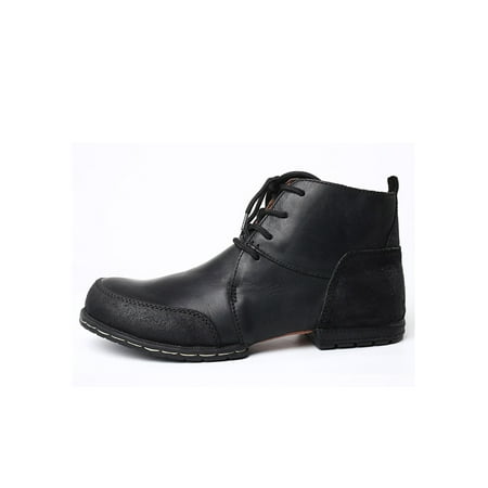 

Harsuny Mens Riding Boots Faux Leather Ankle Boot Comfort Winter Booties Driving Lightweight Non-slip Walking Shoes Lace Up Bootie Black 8.5