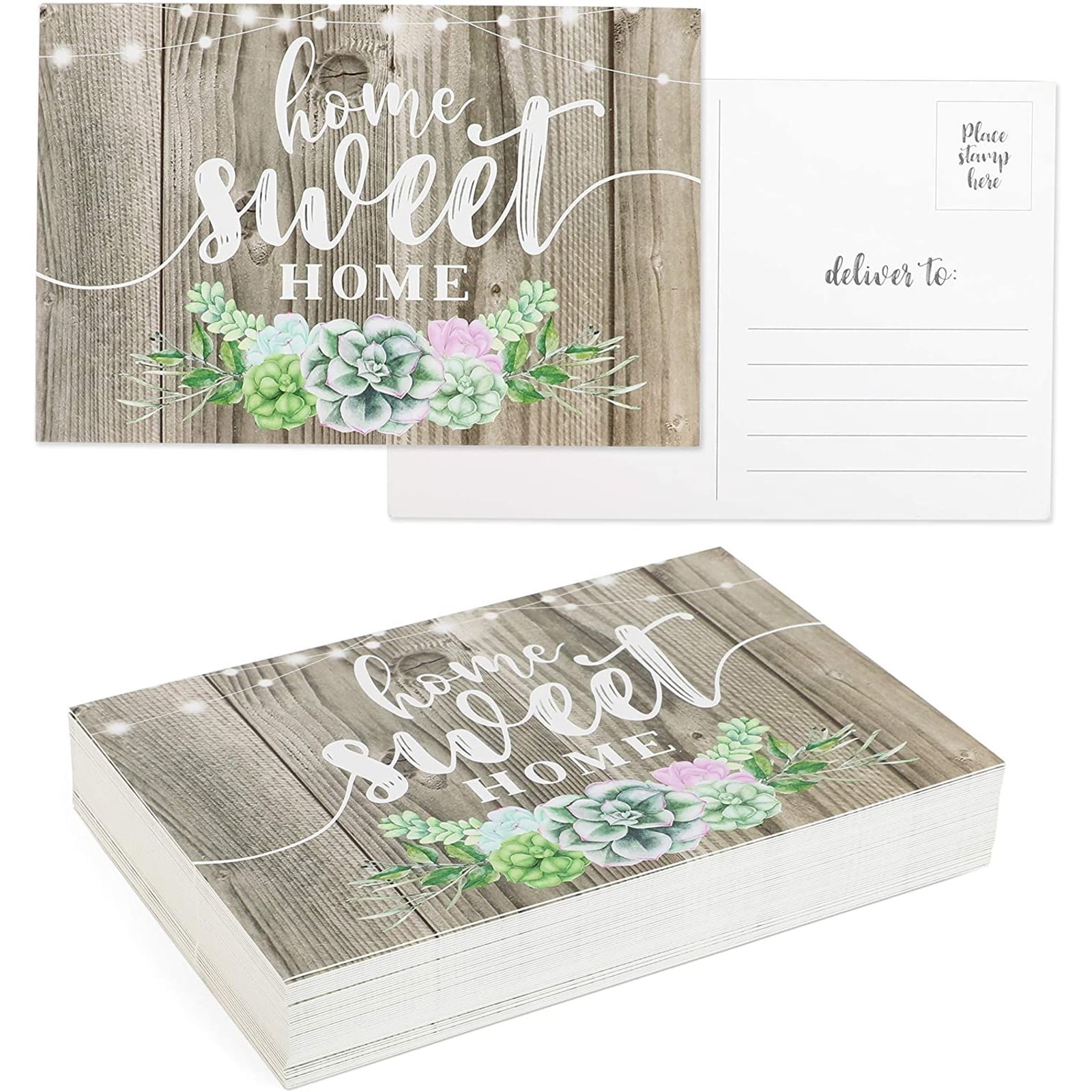 48 Pack Home Sweet Home 4x6 in. Blank Postcards Bulk, Rustic Vintage Design