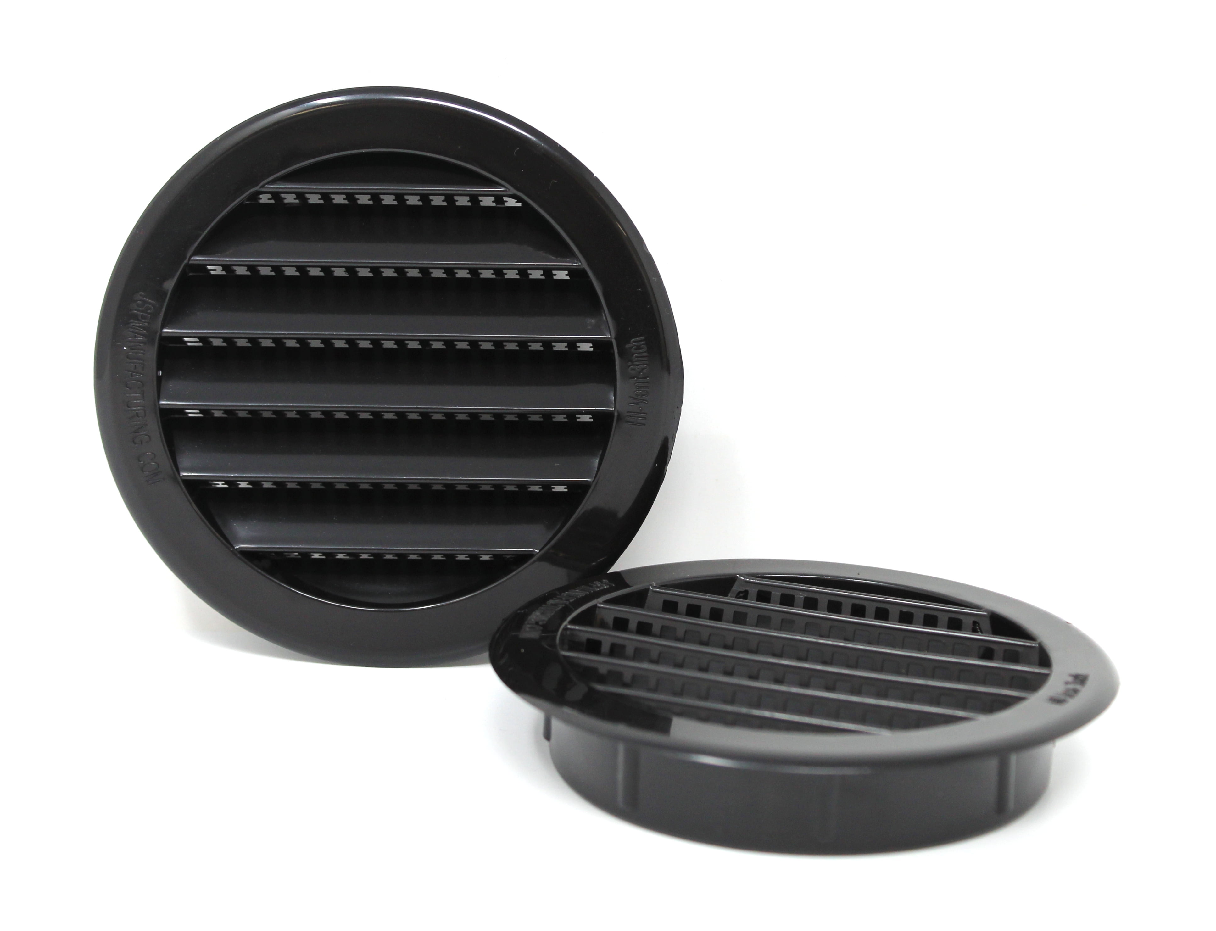 4 Pack 3" Black Round Plastic Louver Soffit Air Vent