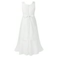 thumbnail image 2 of CHICTRY Girls Wedding Flower Girls Bridesmaid Dress with Rhinestone Belt Tea Length Chiffon Pageant Prom Gown Ivory 4, 2 of 7