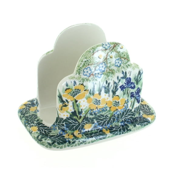 Blue Rose Polish Pottery Signature Garden Napkin Holder