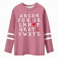 thumbnail image 4 of HCNTES Girls Striped Thumb Hole Long Sleeve Shirts Kids Crewneck Tunic Tops Curved Hem Tees(Light Pink,5-6 Years), 4 of 4