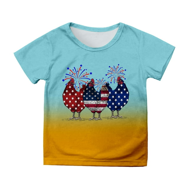 TJAZFJPA T-Shirt Blanc pour Enfants Petits T-Shirts pour Adolescents Garçons Filles Manches Courtes Imprimés Jour de l'Indépendance T-Shirt Enfant Hauts Rouges T-Shirt Blanc Sans Bretelles