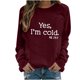 thumbnail image 2 of ICHUANYI Clearance Womens Long Sleeve Letter Print Splicing Round Neck Pullover Shirt T-Shirt Tops(Wine, XL) ICHUANYI WER2023080912903, 2 of 6
