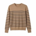 thumbnail image 4 of Women's Pullover Sweater Striped Crewneck Knit Fall Winter Slim Fit Lightweight Tops Loose Casual Sweaters, 4 of 4
