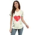 thumbnail image 4 of Womens Heart Printed Animals Nurse Uniforms Scrub Tops for Women, Short Sleeve V Neck Scrub Shirt with Pockets Khaki L, 4 of 4