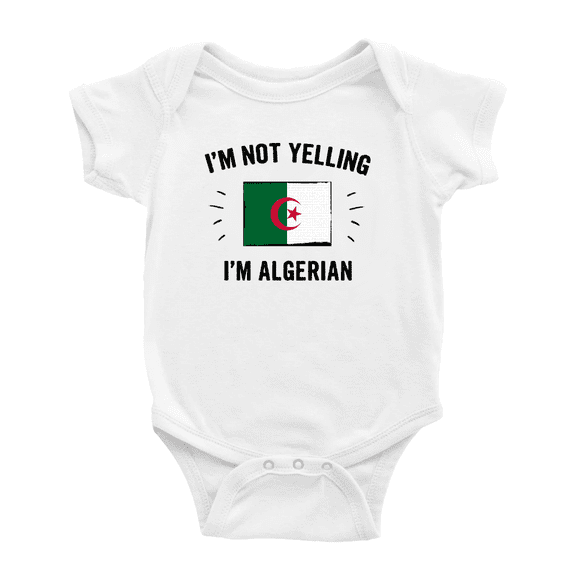 I'm Not Yelling, I'm Algerian Cute Baby Jumpsuits (White, 6-12 Months)