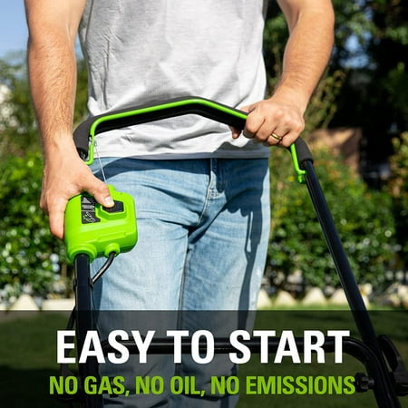 Greenworks - 24V 19” (2x24v) Brushless Push Lawn Mower with (2) 4.0 Ah USB Batteries and Dual-Port Rapid Charger - Green
