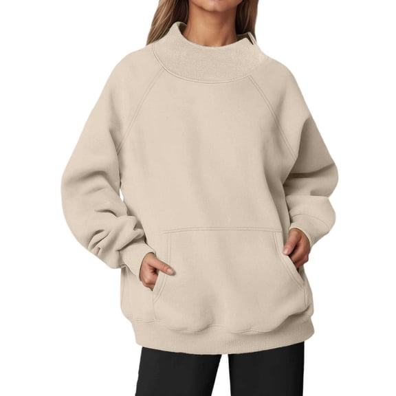 Women's Neck Sweatshirts,Oversized Turtleneck Long Sleeve Pullover Tops Fall Trendy Soft Sweatshirt Sweatshirts for Women Casual Daily Wear