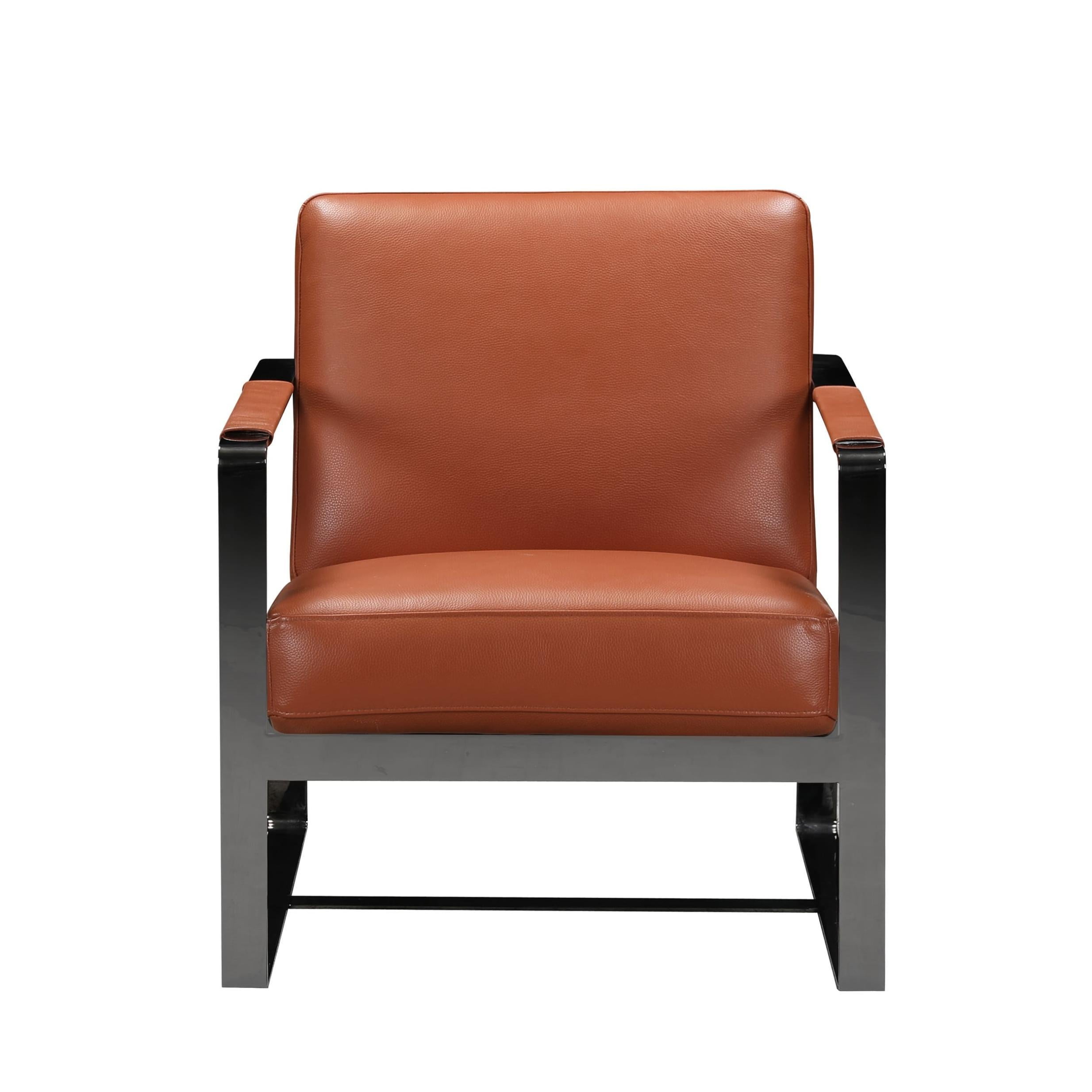 28" X 35" X 31" Camel Leather Accent Chair