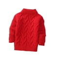 thumbnail image 6 of WQNVRNR Girls Fall Winter Sweater Soft Loose Mock Neck Long Sleeve Cable Knit Knit Pullover Red 6 Years, 6 of 7