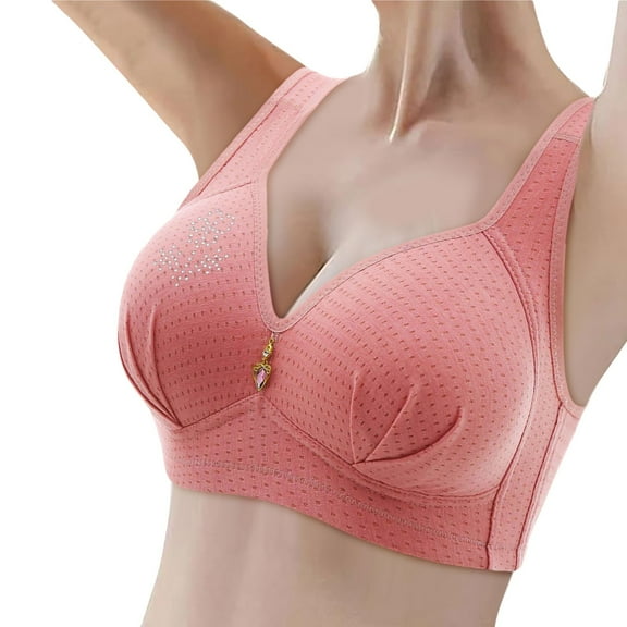 Riforla Women Fashion Casual Breathable Tube Top Bra Underwear Without Steel Ring Gathering and Adjusting Bro Everyday Wear Bras Pink 46