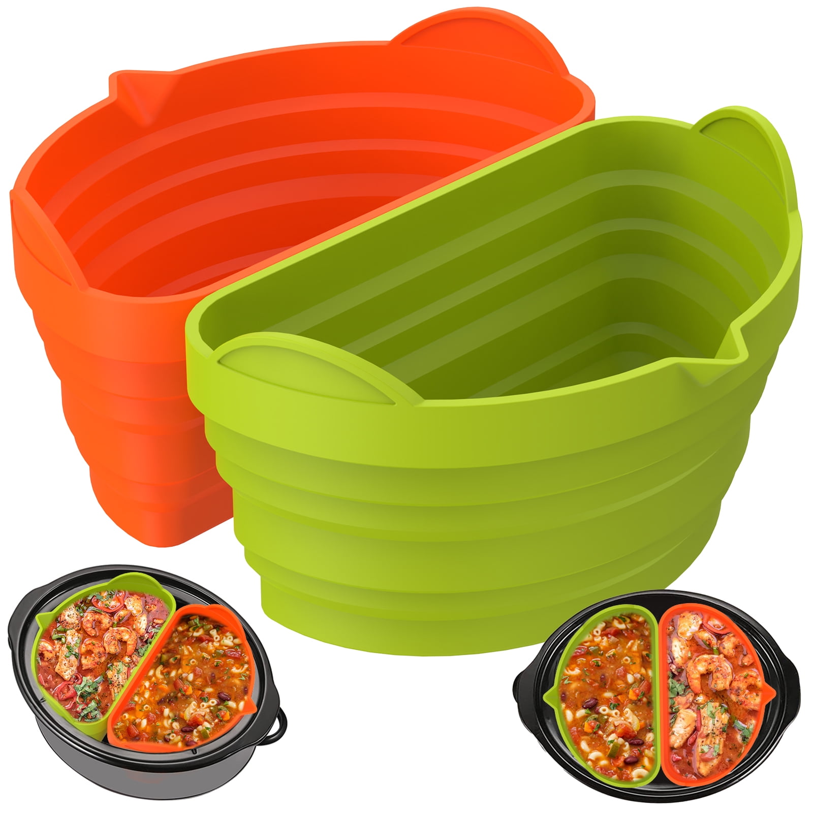 MLfire 2PCS Silicone Slow Cooker Divider Liner 6QT BPA Free Leakproof
