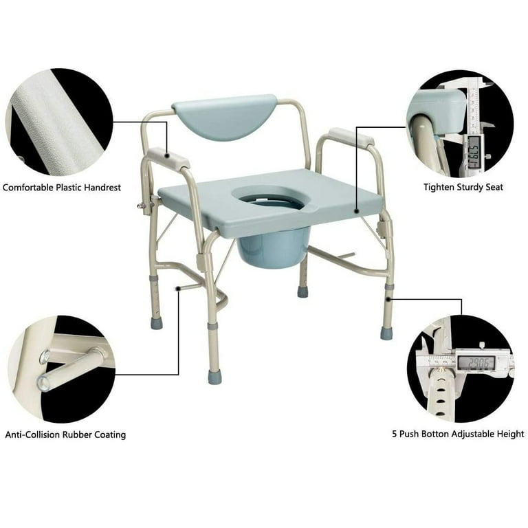 Hassch 550lbs Heavy Duty Drop Arm Medical Bedside Commodes Chairs
