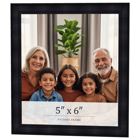 5x6 IN Frame Black Passaggi Solid Wood Picture Frame Width 1.5 Inches | Interior Frame Depth 0.5
