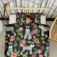 thumbnail image 3 of Schnauzer with Flowers Duvet Cover and Pillowcase Set for Single Bedding, Bedroom Accessories for Kids Teens, 3 of 5