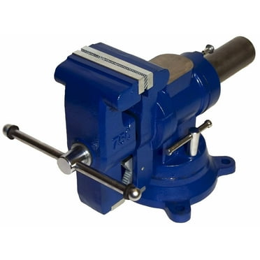 Yost Vises 750-DI Multi-Jaw Rotating Vise System, 2 in 1 Multipurpose Bench and Pipe Vise, Secure Grip with Swivel Base, Made with a Combination of Ductile Iron & Hardened Steel, Large, Blue