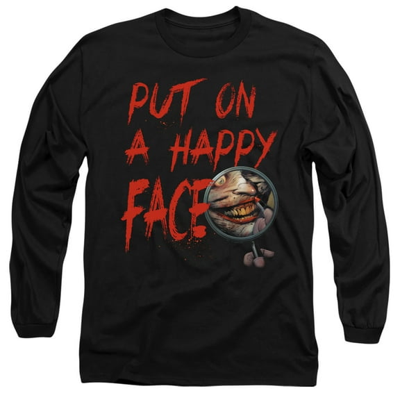 Batman Happy Face Long Sleeve Adult 18/1 T-Shirt Black