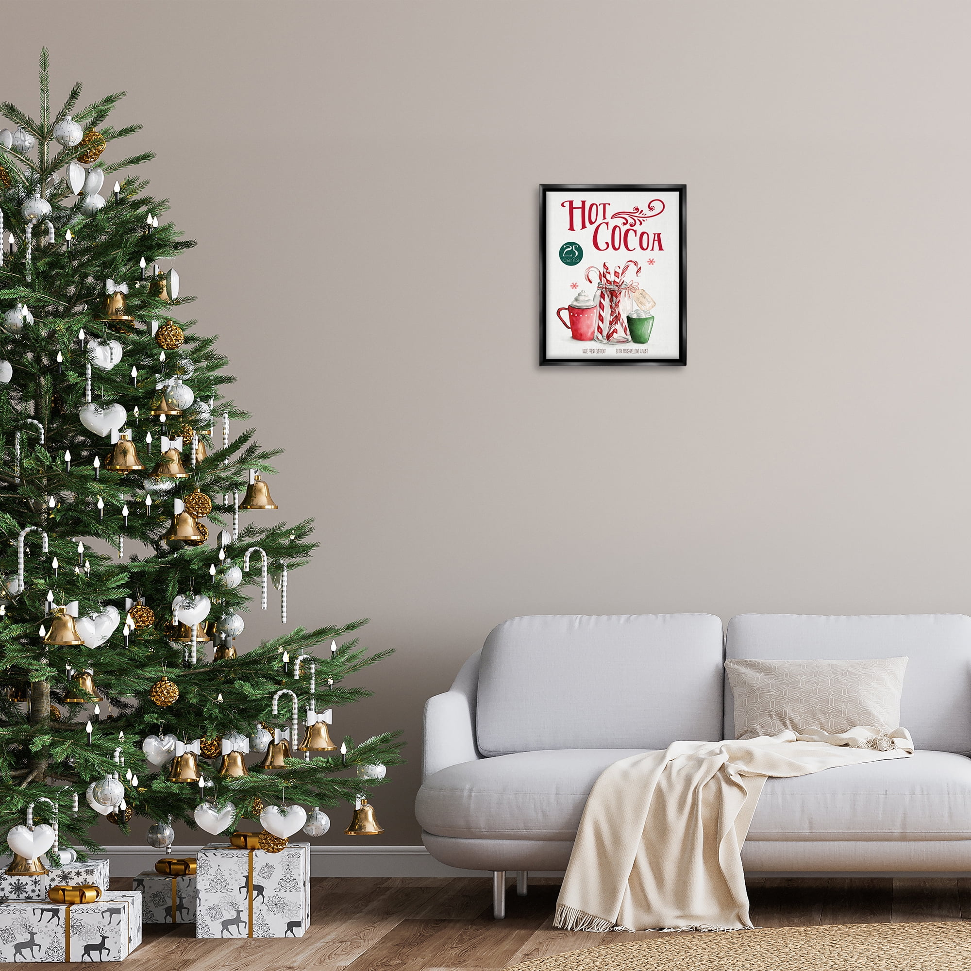 Stupell Industries Vintage Winter Hot Cocoa Holiday Painting Black Floater Framed Canvas Art Prints Wall Art, 17 x 21
