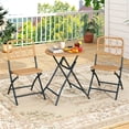 thumbnail image 1 of Costway 3 PCS Patio Bistro Set with Wicker Seat & Tabletop for Backyard, Garden, Balcony, 1 of 10