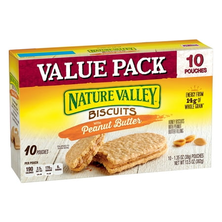 - (3 Pack) Nature Valley Biscuits With Peanut Butter, 13.5 oz, 10 Count