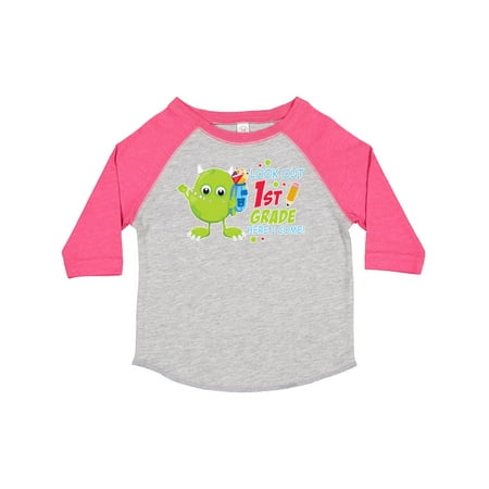 

Inktastic Look out 1st Grade Here I Come with Cute Green Monster Gift Toddler Boy or Toddler Girl T-Shirt