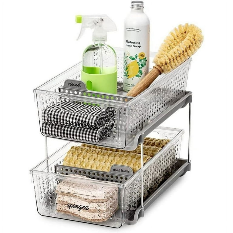 Madesmart 2-Tier Organizer Bath Collection Slide-Out Baskets with Handles