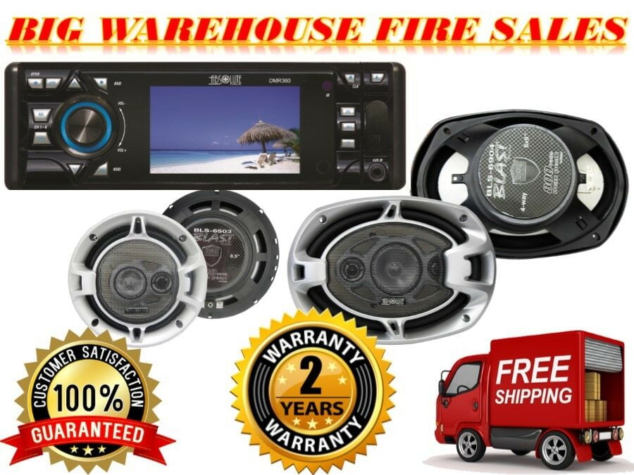 Absolute 3.5" Car Stereo DVD/CD/MP3/AM/FM Player & 2 Pairs of 6.5
