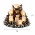 thumbnail image 3 of Christmas Lighted Centerpiece, Flameless Candle Glow Reindeer Table Decor with LED Candles, Frosted Greenery Holiday Accents, 3 of 5