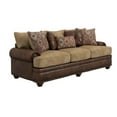 thumbnail image 2 of Flet 2pc Sofa Loveseat Set, Brown Chenille, Faux Leather, 8 Pillows, 2 of 3