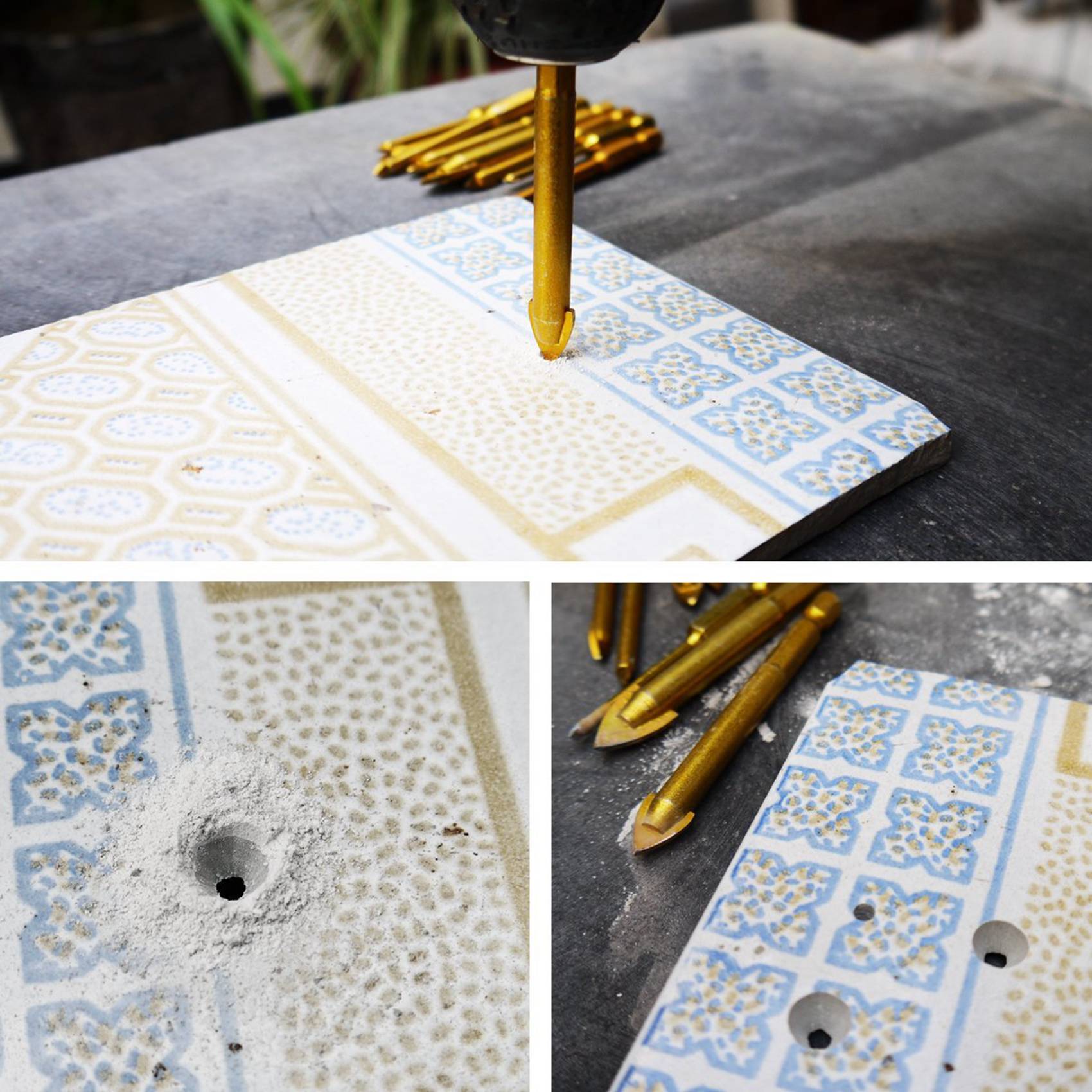 18 Pcs. Tile Drill Ceramic Drill Set of Glass Drill Bits Set Hexagon Tile Drill Set 3/4/5/6/8/10 / 12mm