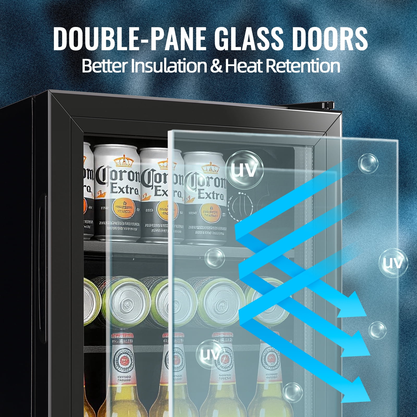 TACOOL Small Beverage Cooler 45 Can Beverage Refrigerator Cooler, 1.3Cu.Ft Drink Mini Fridge Glass Door for Soda Beer Black