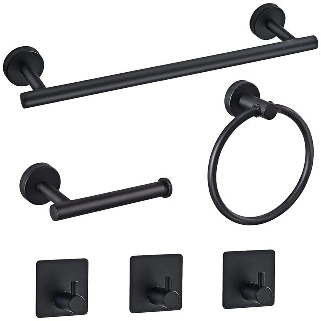 de Estante de de material acero Inoxidable de 6 Piezas, Soporte de Toalla en , Colgador de Tela, Rieles de Toalla para , Inodoro Negro Macarena inodoro baño hardware