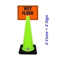 thumbnail image 2 of RK-Safety 28" Lime Cone, Black base without Reflective Tape, Plus Cone Sign 33 "Wet Floor", (Cone-2 ea + Cone Sign-2 ea), 2 of 2