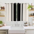 thumbnail image 2 of Black Vintage Kitchen Curtains 63 Inch Length, Geometric Stripes Simple Lines Grommet Top Bedroom Living Room Curtains, Light Filtering Cafe Curtain Drapes 2 Panels Set 104''x63'', 2 of 9